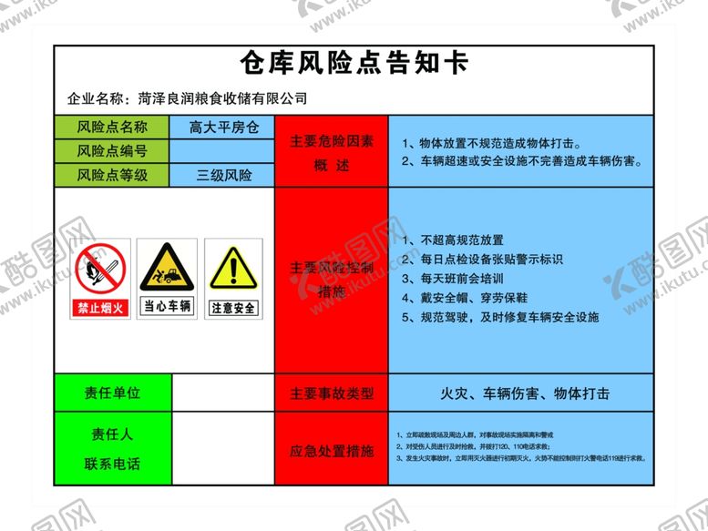 编号：50053005112226154553【酷图网】源文件下载-风险点告知牌