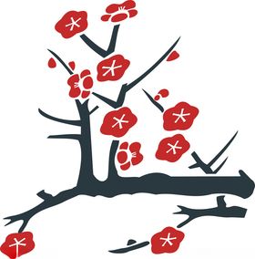 红梅枝头绽放