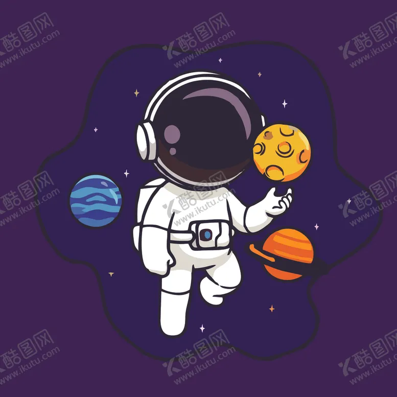 编号：73856201131643066971【酷图网】源文件下载-有趣宇航员卡通儿童插画