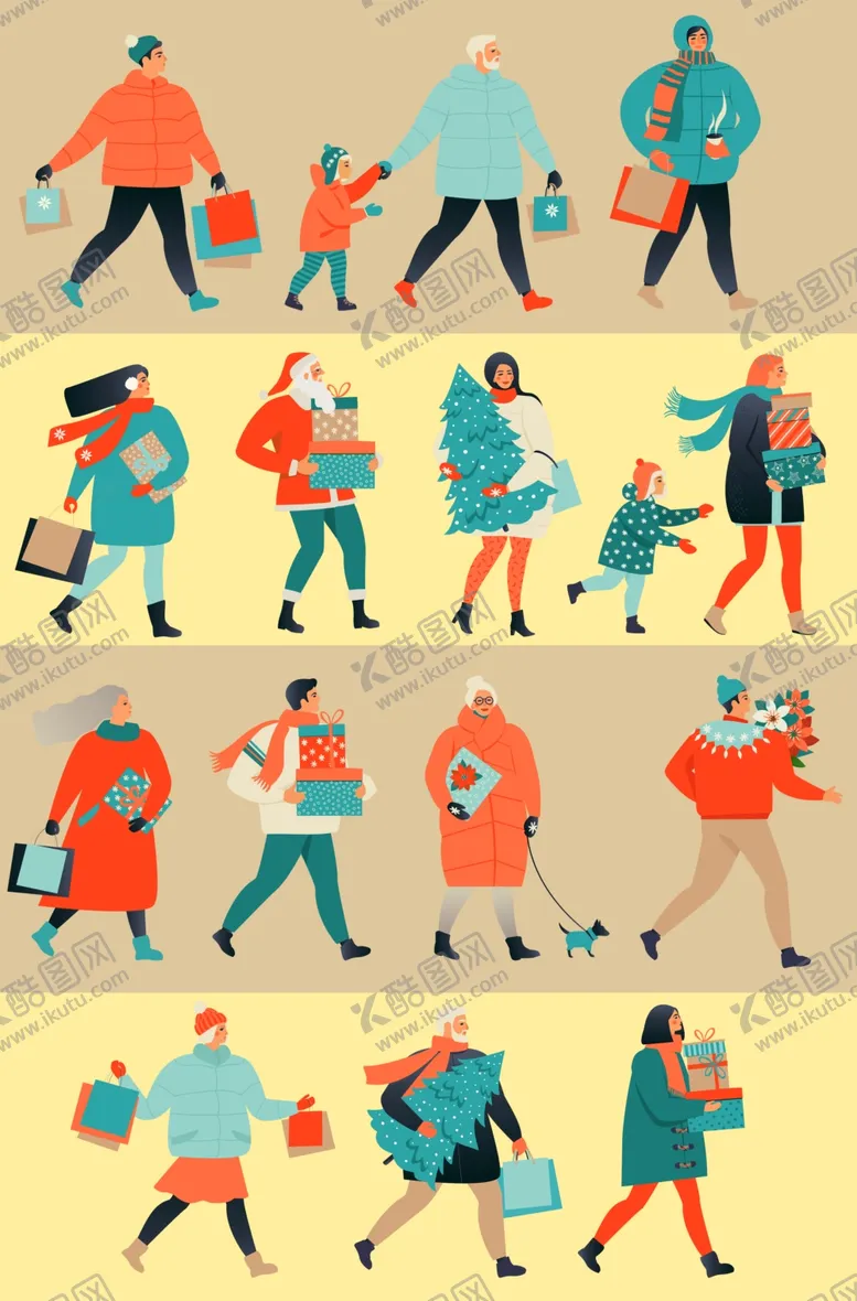编号：16664704091827059079【酷图网】源文件下载-逛街购物行人插画元素大合集