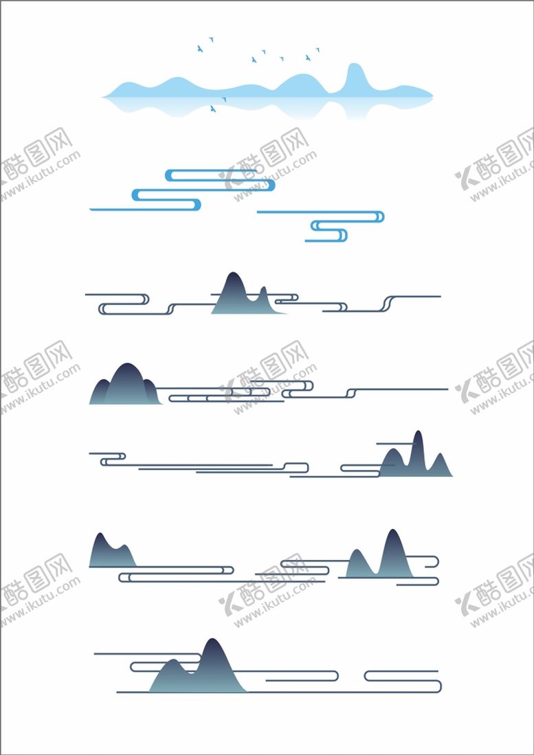 编号：37192701210607128935【酷图网】源文件下载-中国风古风线条山云花纹