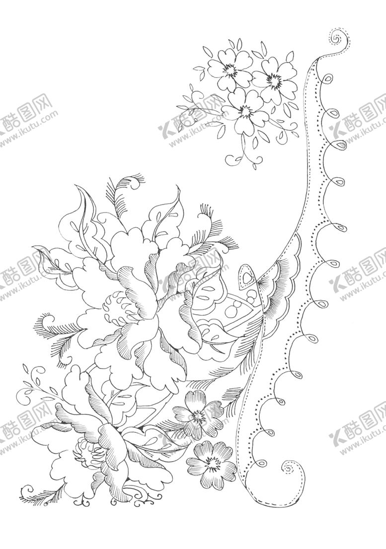 编号：93594909161408184143【酷图网】源文件下载-传统刺绣花纹线稿