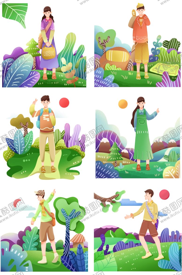 编号：92574509122255002659【酷图网】源文件下载-春游踏青合集插画