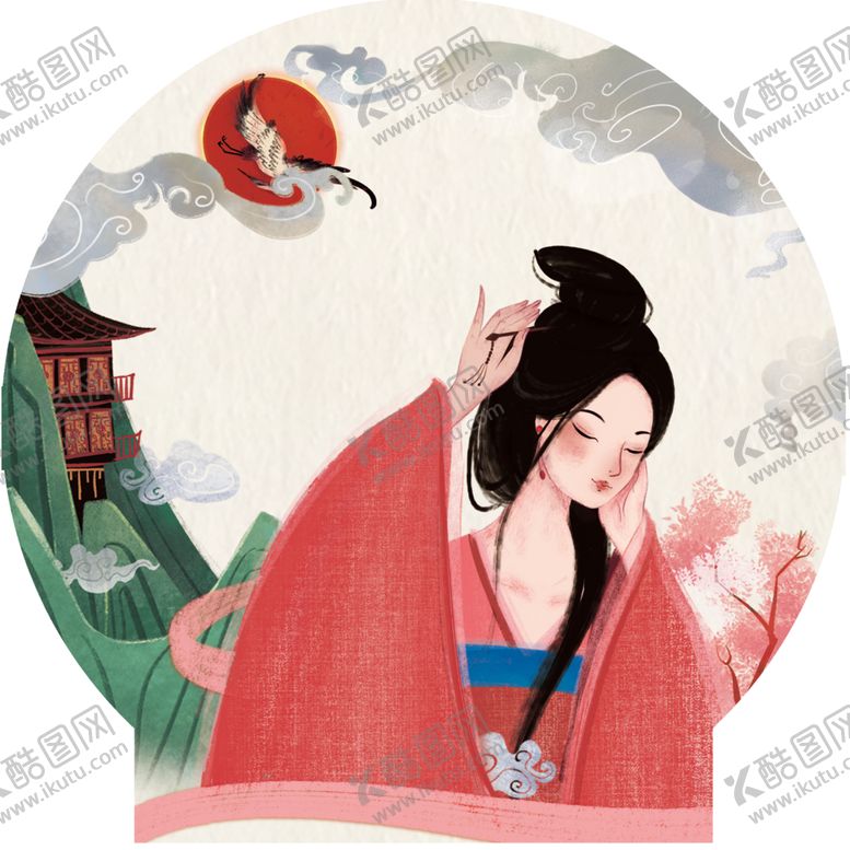 编号：65628410042245049196【酷图网】源文件下载-古风美女手绘图片