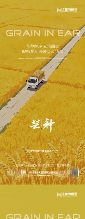 芒种二十四节气节日海报麦芒麦田
