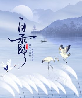 中国风插画白露节气海报