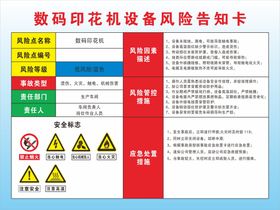 数码印花机设备风险告知卡