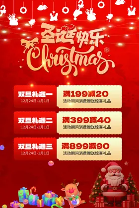 圣诞节活动红色展板优惠满减
