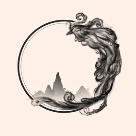 中国风水墨山水素材设计群飞鸟