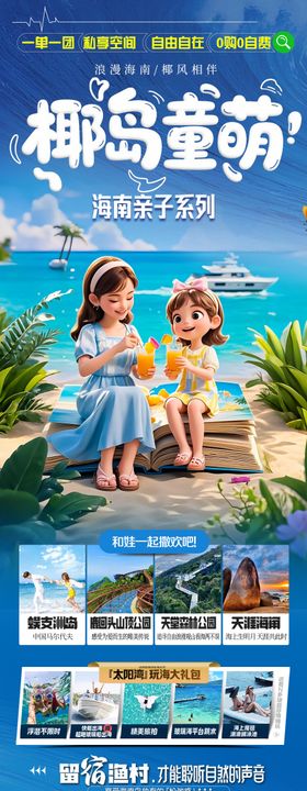 海边亲子游夏令营旅游海报海南厦门威海