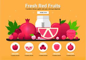 新鲜红色水果与饮品展示