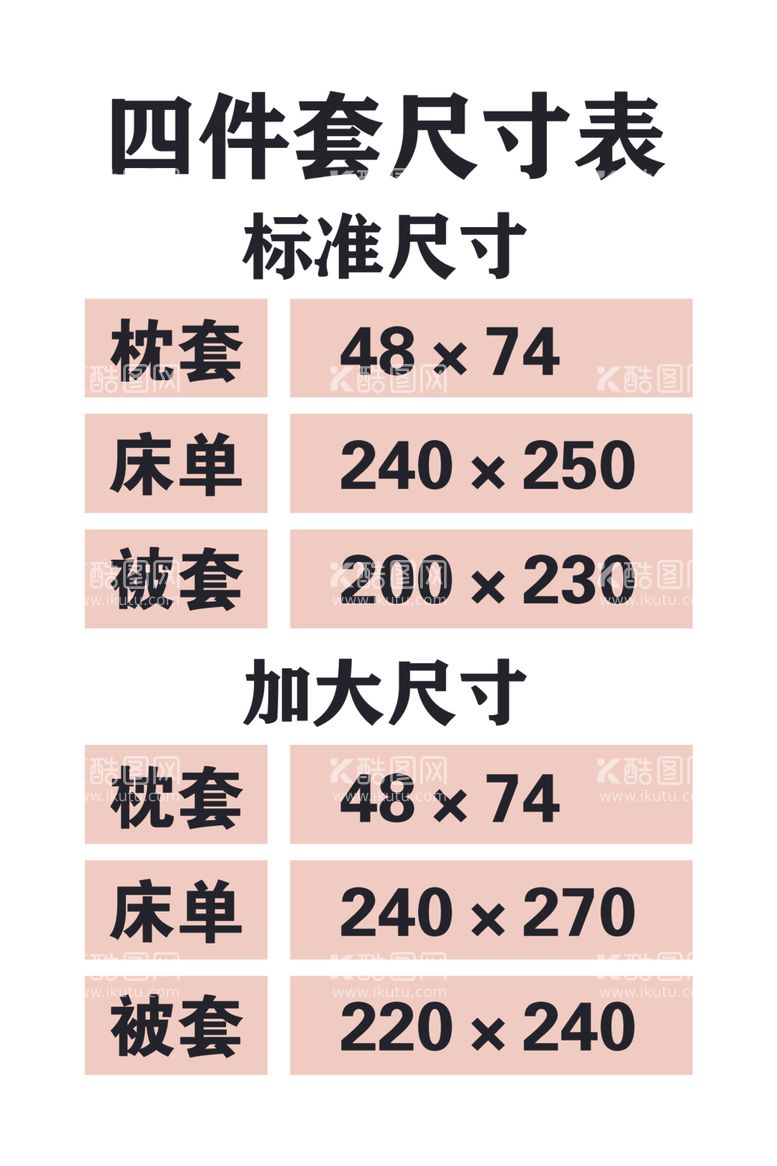 编号：79930012291510436479【酷图网】源文件下载-床品尺码表