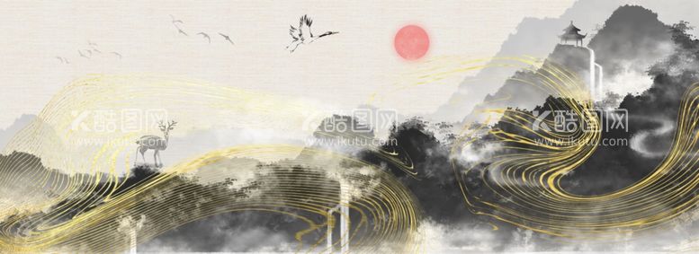 编号：53415412202148111645【酷图网】源文件下载-鎏金水墨画