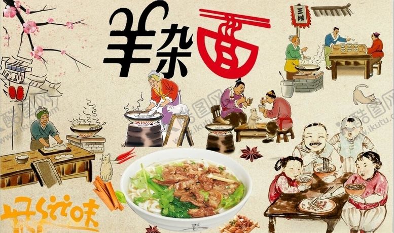 编号：46094009180504486822【酷图网】源文件下载-羊杂面背景墙PSD模板下载