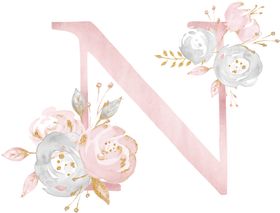 金粉鲜花字母数字素材