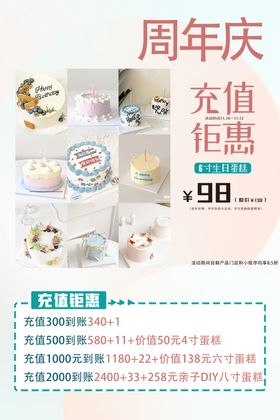 蛋糕甜品周年庆促销展架