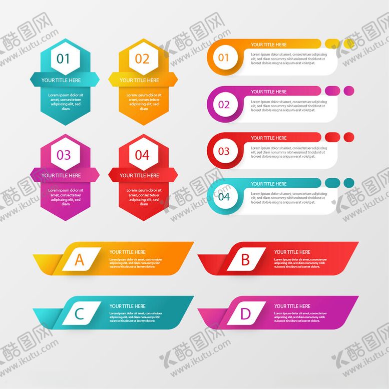 编号：71049302161020163198【酷图网】源文件下载-时尚卡片信息图表