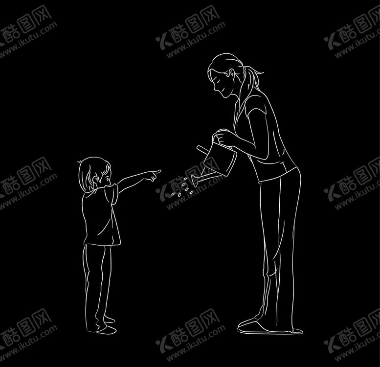 编号：35638709291756153985【酷图网】源文件下载-生活休闲母女线描