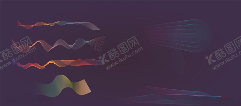 编号：32012809082229339501【酷图网】源文件下载-线条矢量图彩色渐变线条