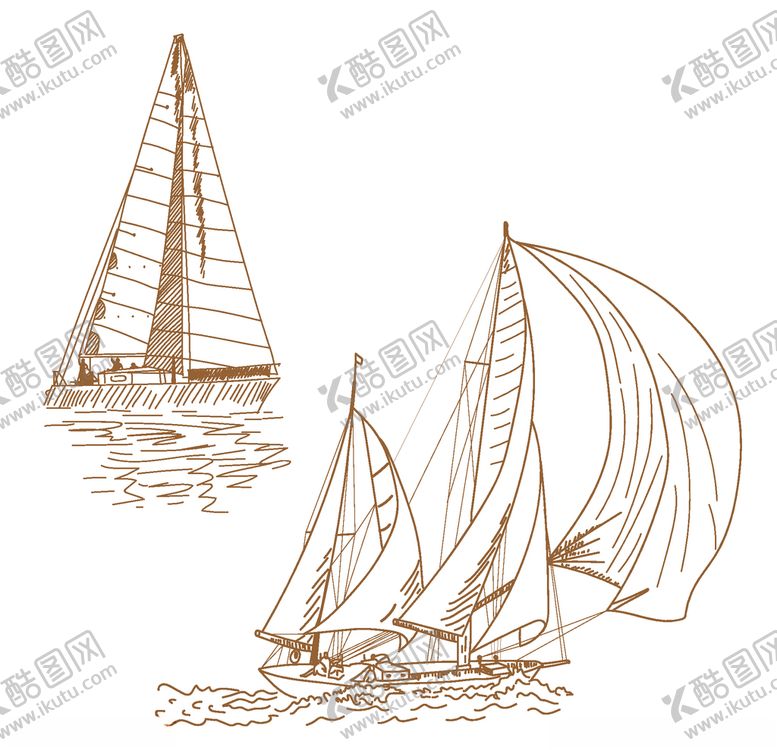 编号：78812605120747017076【酷图网】源文件下载-手绘帆船大海元素