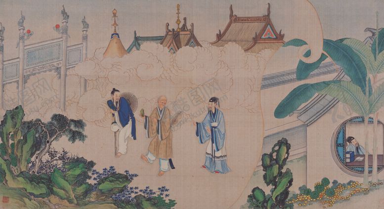 编号：26182307011623503828【酷图网】源文件下载-红楼梦场景精美工笔画