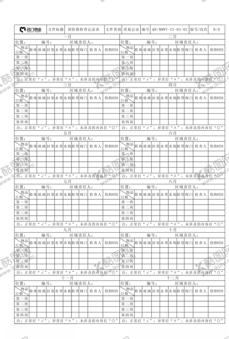 编号：82257205050519306391【酷图网】源文件下载-名门世家物业消防记录