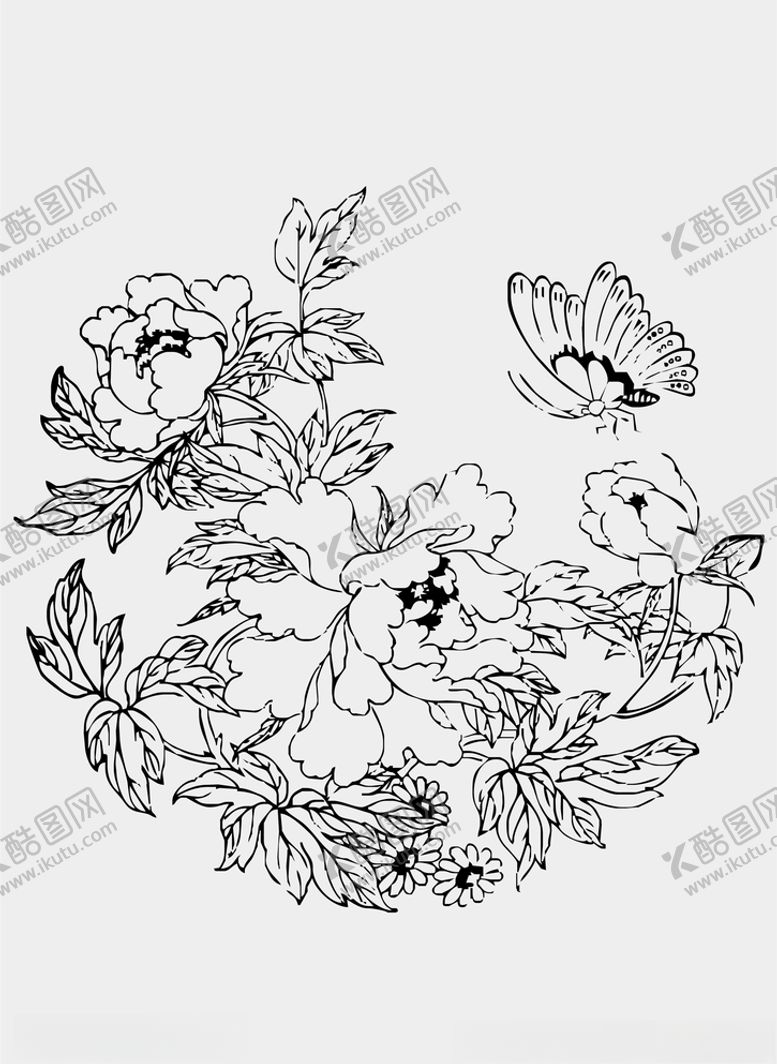 编号：32890907072349436582【酷图网】源文件下载-动物图案蝴蝶植物花卉