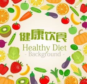 卡通蔬果水果彩色果蔬健康饮食
