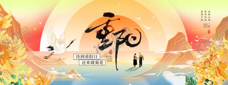 编号：36041511020413508708【酷图网】源文件下载-九九重阳佳节菊花中国风节日展板