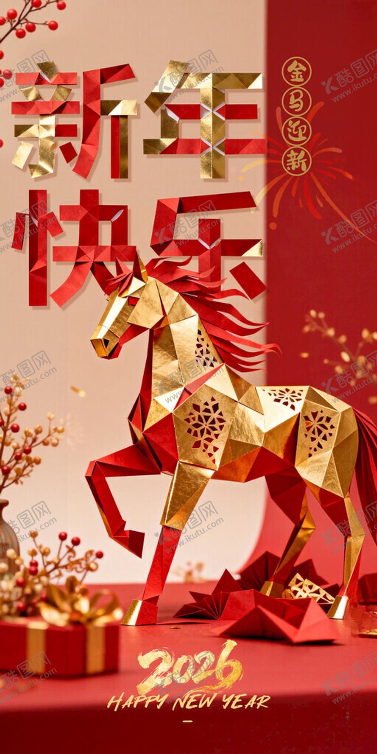 编号：85210304011453268973【酷图网】源文件下载-新年金驹贺岁海报