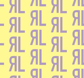 黄色背景紫色字母重复图案