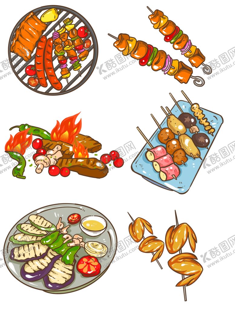 编号：77589504220634144947【酷图网】源文件下载-食物素材卡通元素搭配