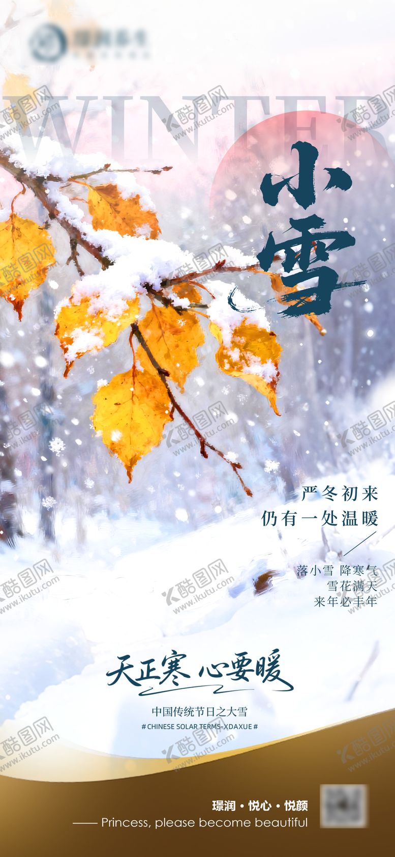 编号：27350611200103547766【酷图网】源文件下载-美业二十四节气小雪海报