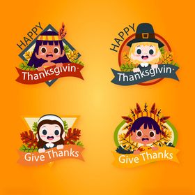 感恩节儿童卡通图标