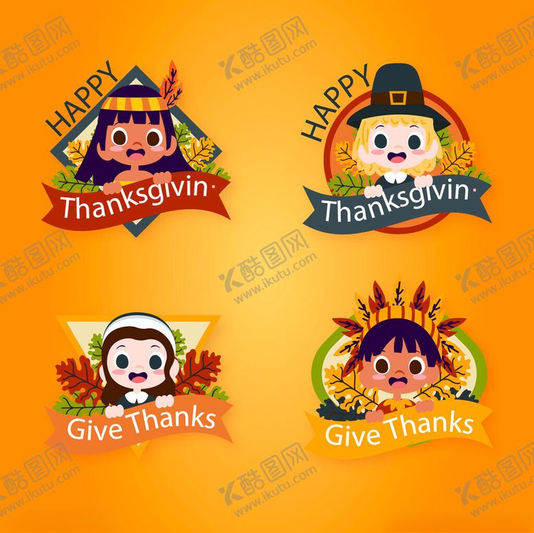 编号：98929911201835339372【酷图网】源文件下载-感恩节儿童卡通图标