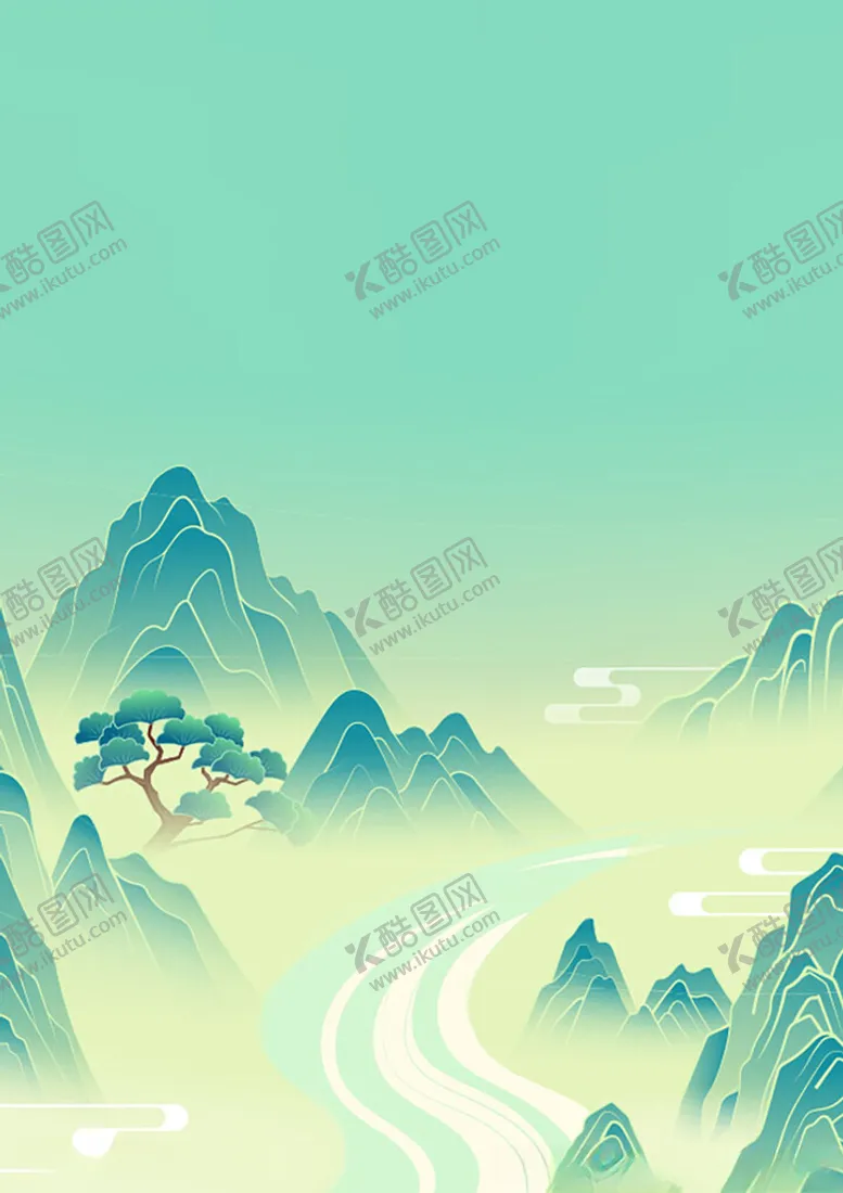 编号：33169603071141529600【酷图网】源文件下载-翠峰云径自然画卷矢量图