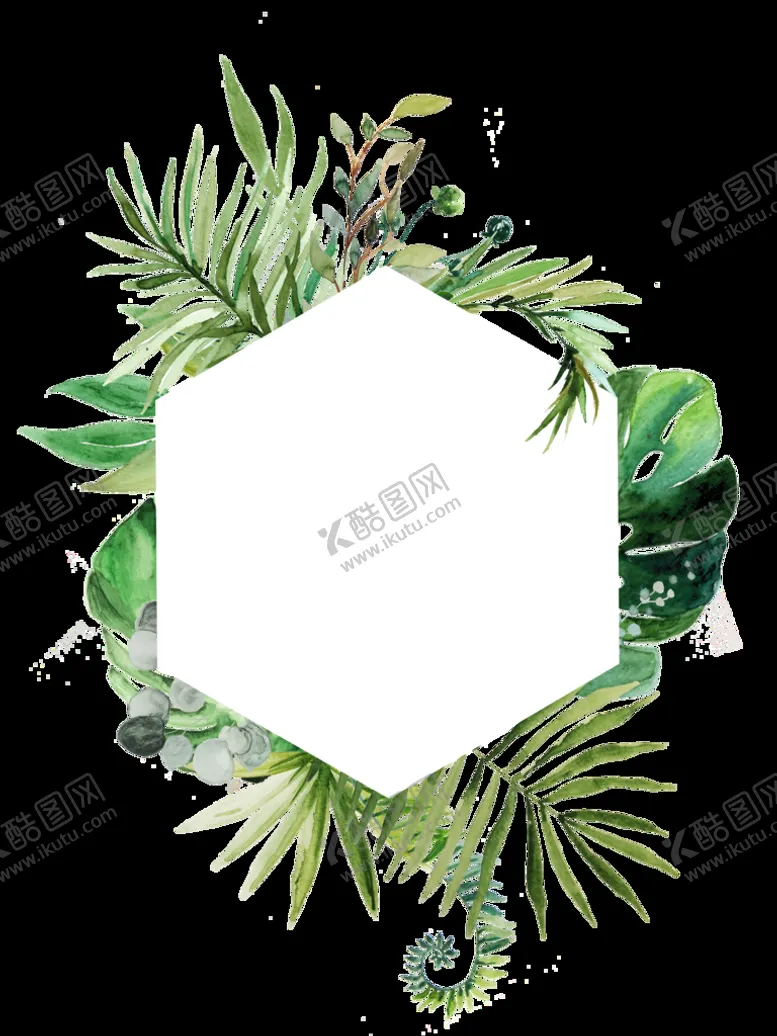 编号：05812409211804405943【酷图网】源文件下载-水彩绿植边框
