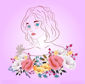 花簇环绕的梦幻女孩头像