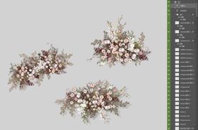 粉色手绘花艺