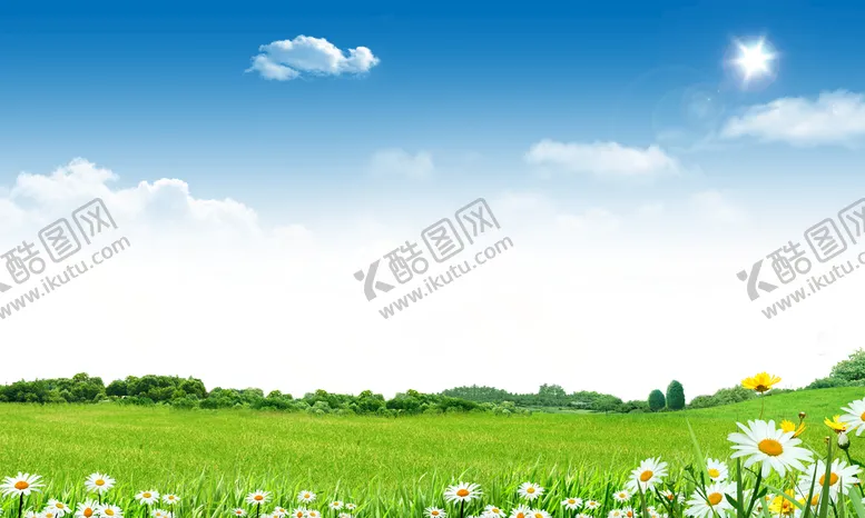 编号：80524909160748228142【酷图网】源文件下载-蓝天白云草地春天背景