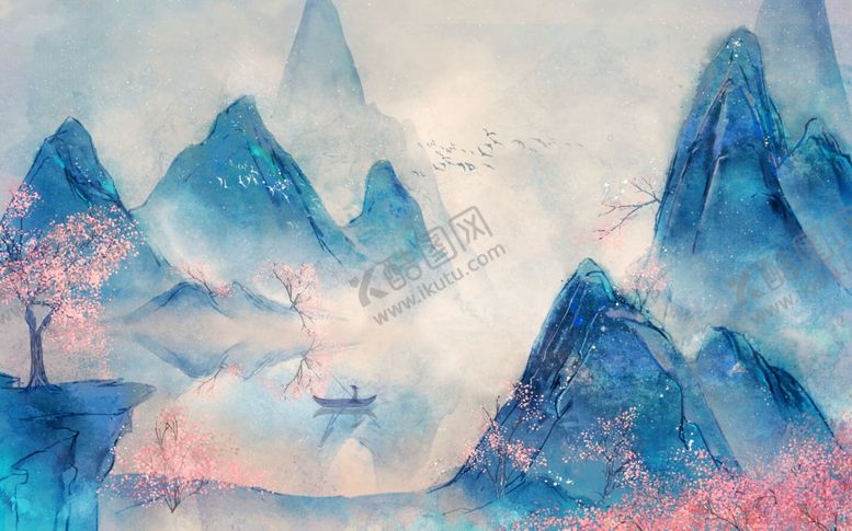 编号：76716909220146091814【酷图网】源文件下载-山水传统国风古风插画背景素材