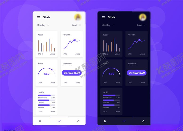 编号：24527610061450122130【酷图网】源文件下载-xd状态明暗两种主题风格UI设