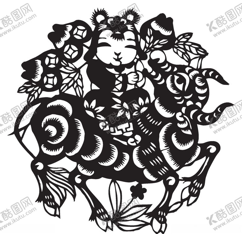 编号：96776705112117593005【酷图网】源文件下载-牛年剪纸放牛儿童年画剪纸