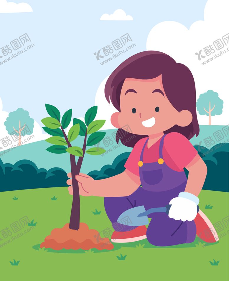 编号：81160101270305293940【酷图网】源文件下载-种树卡通人物