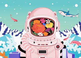 矢量插画梦想宇航员卡通