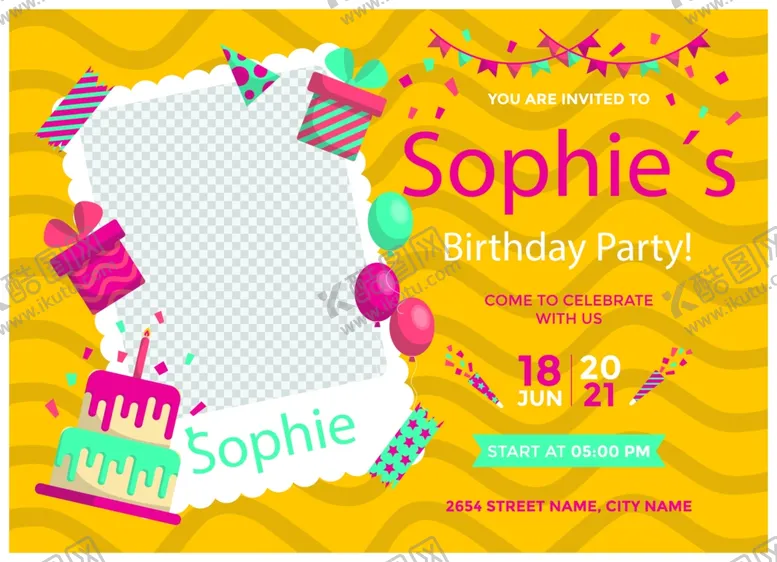 编号：21202210290950312787【酷图网】源文件下载-生日邀请函