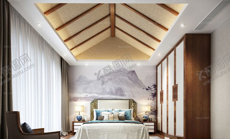 编号：24806809211342081195【酷图网】源文件下载-新中式卧室
