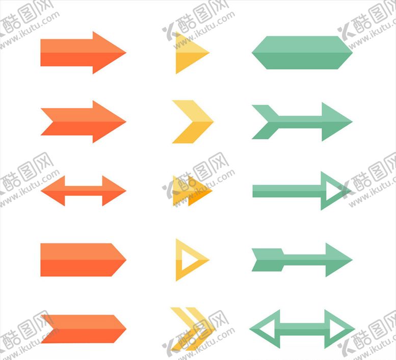 编号：13506210271930107359【酷图网】源文件下载-15款扁平化箭头矢量素材