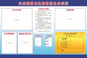 公共场所卫生监督信息公示栏