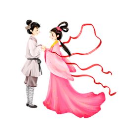 七夕素材贺卡2月14鹊桥情人节图片
